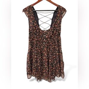 Urban Outfitters Floral Mini Dress Size M Lace-Up Back